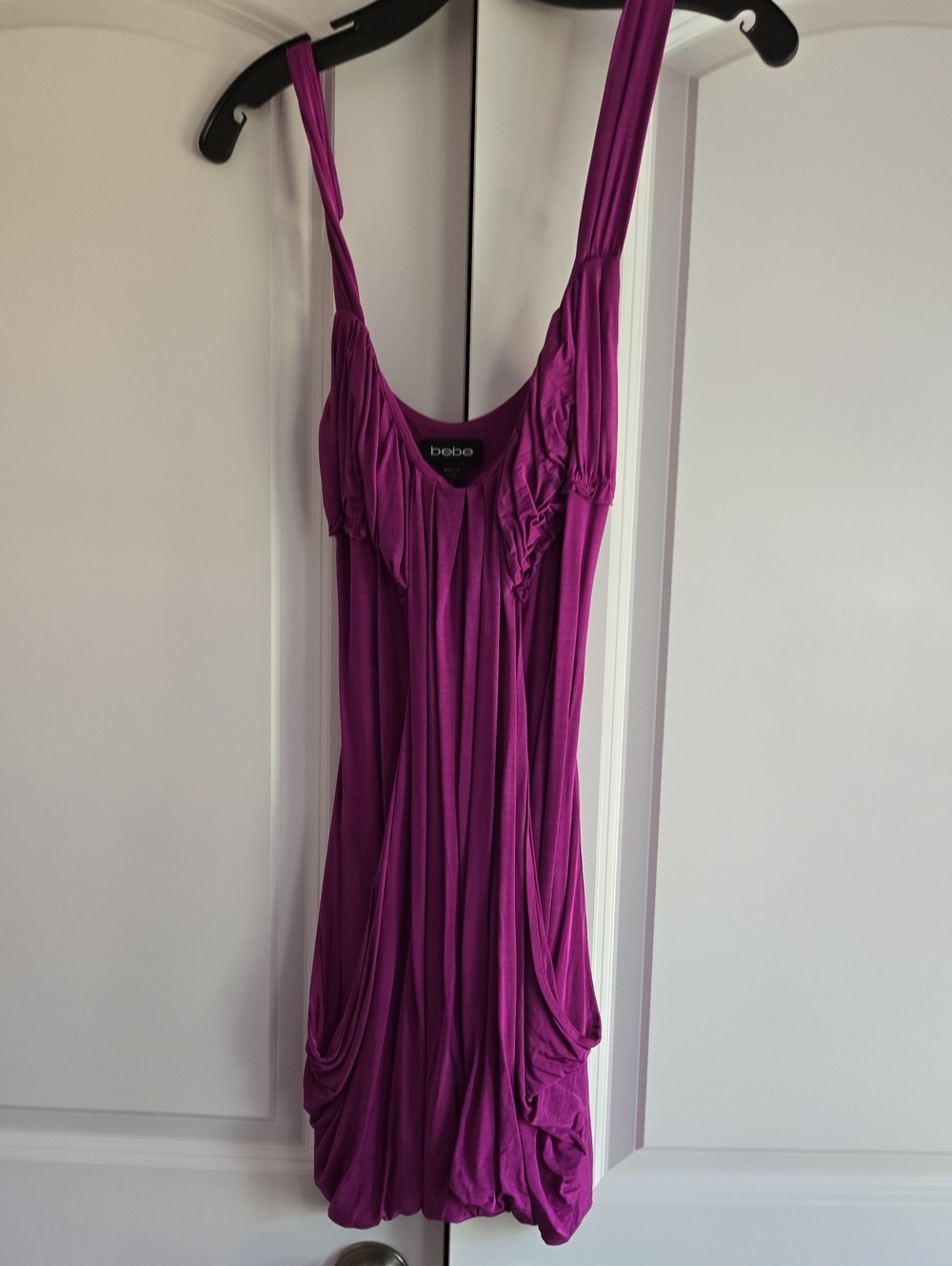 bebe Women's Magenta Sleeveless Draped Tank Dress